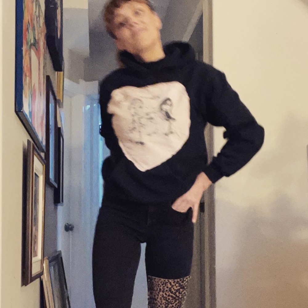 Gildan Sweatshirt with cut out appliqué recycled fabric